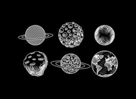 planetas desenhados à mão do projeto do sistema solar vetor