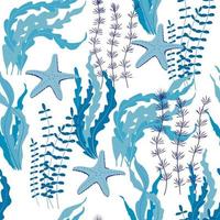 corais e algas marinhas. vetor botânico ilustração. embaixo da agua flora, mar plantas. embaixo da agua mundo. mergulhando. kelp. desatado padrão, sem fim ornamento.