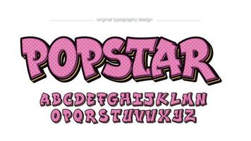 tipografia de graffiti rosa fofa de desenho animado vetor