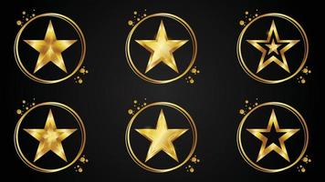 conjunto do dourado estrelas com ouro círculo anel vetor ilustração isolado em branco fundo.