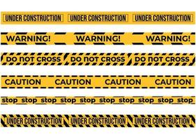 Atenção fitas conjunto para construção e crime. vetor ilustração. amarelo segurança Atenção fitas conjunto Cuidado