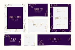cartão de convite de casamento botânico floral mínimo vetor