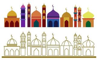 conjunto simples mesquita Projeto para Ramadã ornamento, islâmico enfeite vetor ilustração eps10