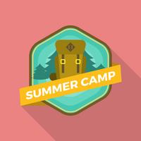 Patch de acampamento de verão plana com caminhadas mochila Vector Illustration