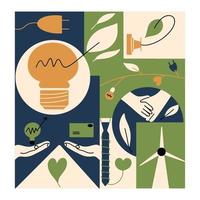 moderno cartão com esg conceito. cartão postal sobre ambiental, social governança e de Meio Ambiente sustentabilidade. vetor ilustração dentro plano estilo