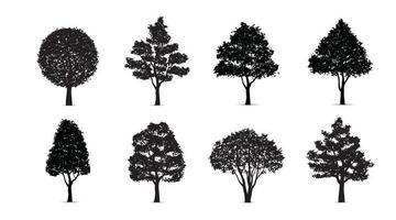 conjunto do árvore silhuetas isolado em branco fundo para panorama Projeto e arquitetônico composições com fundos. vetor ilustração.