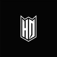 hq logotipo monograma com escudo forma desenhos modelo vetor
