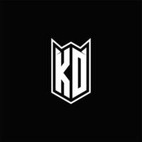 kd logotipo monograma com escudo forma desenhos modelo vetor