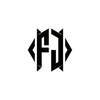 fj logotipo monograma com escudo forma desenhos modelo vetor