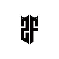 zf logotipo monograma com escudo forma desenhos modelo vetor