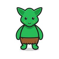 personagem mascote goblin verde fofo vetor