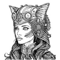 steampunk menina ilustrações abraçando a retro-futurista estético do esses único personagens steampunk sirene a intrincado e negrito estilo vetor