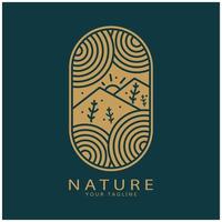 natureza vetor logotipo. com árvores, rios, mares, montanhas, o negócio emblemas, viagem Distintivos, ,ecológico saúde