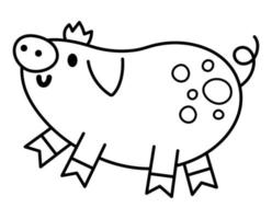 vetor Preto e branco leitão ícone. fofa desenho animado pequeno porco linha ilustração para crianças. Fazenda animal bebê isolado em branco fundo. colorida gado cenário ou coloração página para crianças
