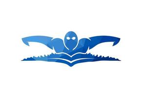 baixo poli e criativo natação logotipo projeto, vetor ilustração