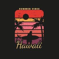 ilustração de praia paradisíaca do havaí para surf vetor