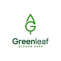 arte linha logotipo g verde folha vetor