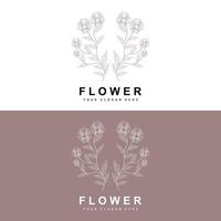 simples botânico folha e flor logotipo, vetor natural linha estilo, decoração projeto, bandeira, folheto, Casamento convite, e produtos branding