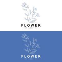 simples botânico folha e flor logotipo, vetor natural linha estilo, decoração projeto, bandeira, folheto, Casamento convite, e produtos branding