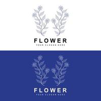 simples botânico folha e flor logotipo, vetor natural linha estilo, decoração projeto, bandeira, folheto, Casamento convite, e produtos branding