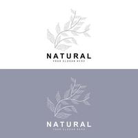 simples botânico folha e flor logotipo, vetor natural linha estilo, decoração projeto, bandeira, folheto, Casamento convite, e produtos branding