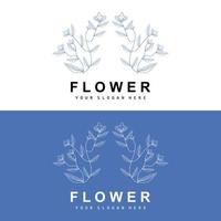 simples botânico folha e flor logotipo, vetor natural linha estilo, decoração projeto, bandeira, folheto, Casamento convite, e produtos branding