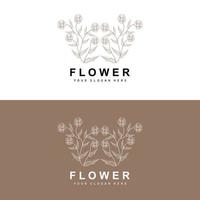 simples botânico folha e flor logotipo, vetor natural linha estilo, decoração projeto, bandeira, folheto, Casamento convite, e produtos branding