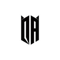 qa logotipo monograma com escudo forma desenhos modelo vetor