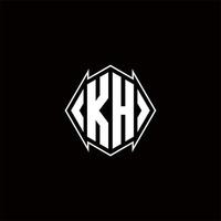 kh logotipo monograma com escudo forma desenhos modelo vetor