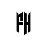fh logotipo monograma com escudo forma desenhos modelo vetor