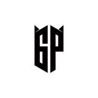 gp logotipo monograma com escudo forma desenhos modelo vetor