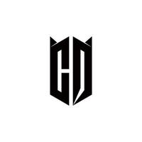 cq logotipo monograma com escudo forma desenhos modelo vetor