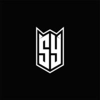 sy logotipo monograma com escudo forma desenhos modelo vetor