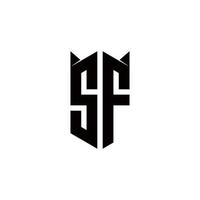 sf logotipo monograma com escudo forma desenhos modelo vetor