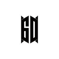 gd logotipo monograma com escudo forma desenhos modelo vetor