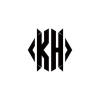 kh logotipo monograma com escudo forma desenhos modelo vetor