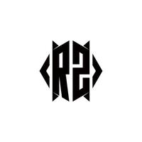rz logotipo monograma com escudo forma desenhos modelo vetor