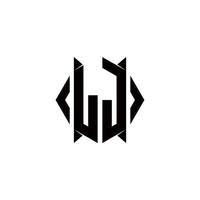 lj logotipo monograma com escudo forma desenhos modelo vetor