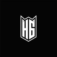 hg logotipo monograma com escudo forma desenhos modelo vetor