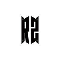 rz logotipo monograma com escudo forma desenhos modelo vetor