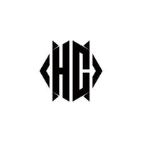 hc logotipo monograma com escudo forma desenhos modelo vetor