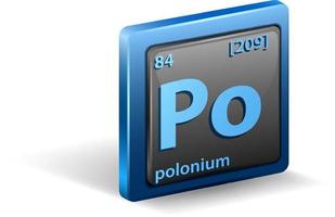 elemento químico polônio. símbolo químico com número atômico e massa atômica. vetor