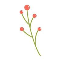 vetor ilustração do galho com vermelho bagas. plantar com bagas dentro plano Projeto. flor dentro vermelho e verde cor. Primavera botânico clipart.