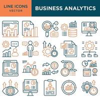 o negócio analytics ícones para gerenciamento, dados análise, produtividade, processo, planejamento vetor