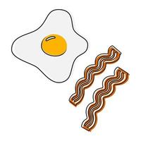 frito ovos com tiras do bacon dentro na moda cor combinação. rápido café da manhã. feliz ovo dia. isolar