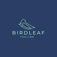 vetor de design de logotipo de ícone de folha de pássaro abstrato