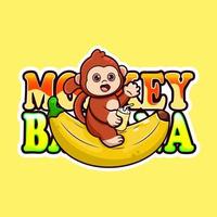 vetor ilustração do fofa macaco equitação uma banana.