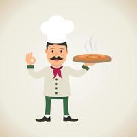 italiano chefe de cozinha com pizza. vetor ilustração