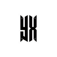 yx logotipo monograma com escudo forma desenhos modelo vetor