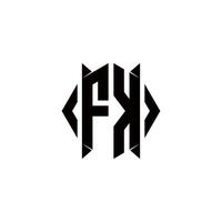 fk logotipo monograma com escudo forma desenhos modelo vetor